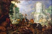 Roelant Savery Orpheus attacked by Bacchantes painting